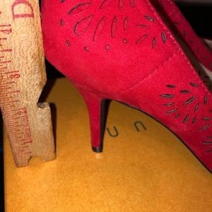 Red Fabric Heels
